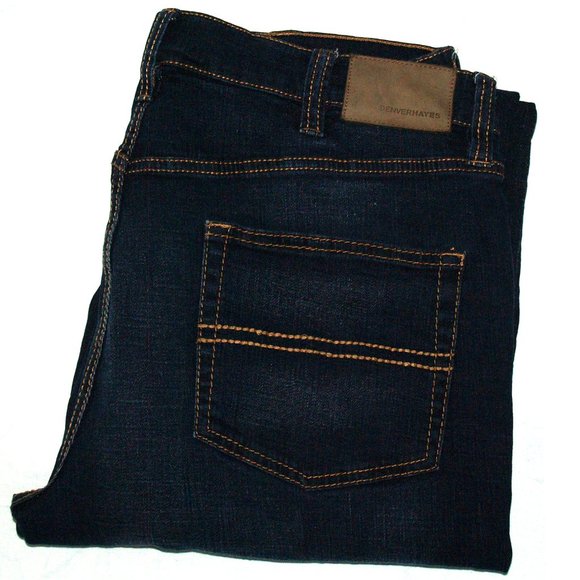 Denver Hayes Flextech Mens 38X30 Classic Indigo Dark Wash Straight Denim Jeans - Picture 4 of 11